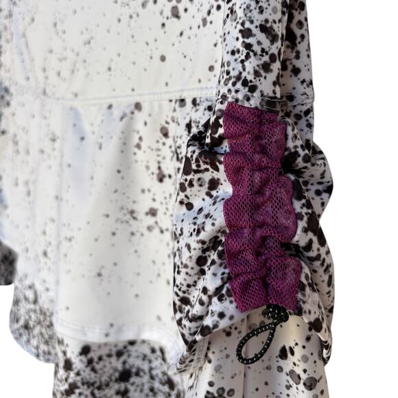 Lucky in Love Splatter Print Athletic Skort with Purple Mesh Side Ruching size M - Picture 6 of 8